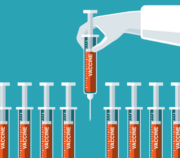 coronavirus - szczepionka - wstrzykiwanie - hospital acquired infection stock illustrations