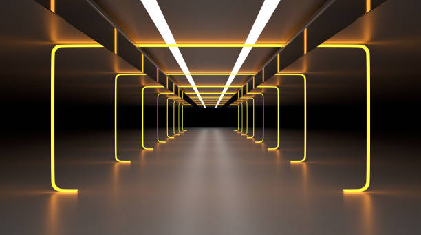 istock Futuristic Dark Tunnel with Lights 1292817985