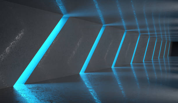 istock Futuristic Dark Tunnel with Neon Lights 1292818860