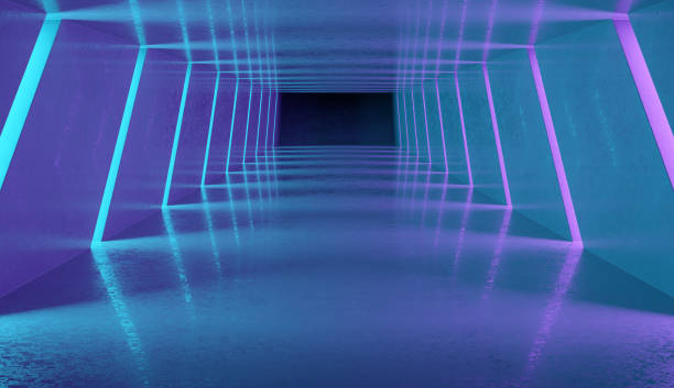 istock Futuristic Dark Tunnel with Neon Lights 1292818876
