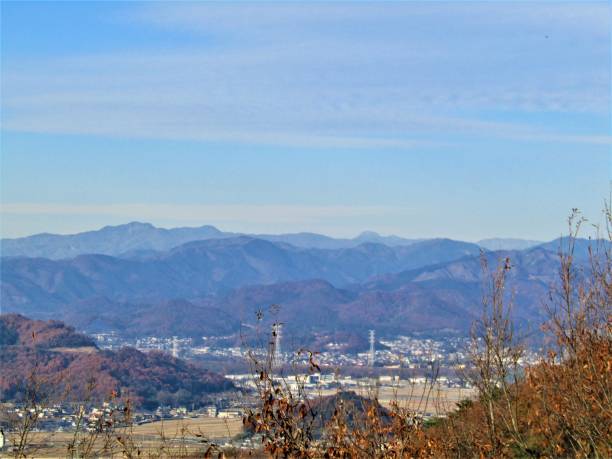 Japan. December. Panoramic view. Blue Mountains of Gunma prefecture.