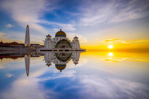 istock Majestic view of Malacca Straits Mosque during sunset. 1292827684