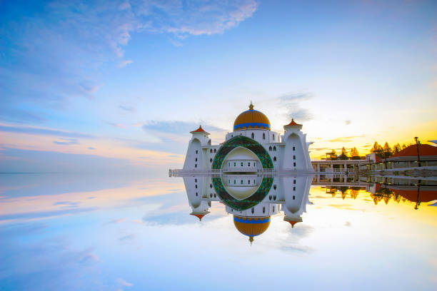 istock Majestic view of Malacca Straits Mosque during sunset 1292827686