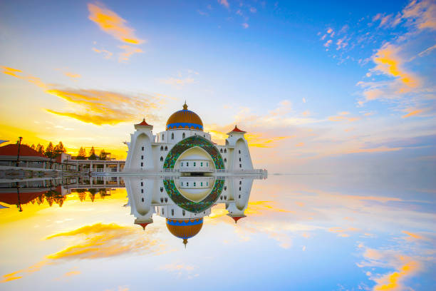 istock Majestic view of Malacca Straits Mosque during sunset. 1292828210