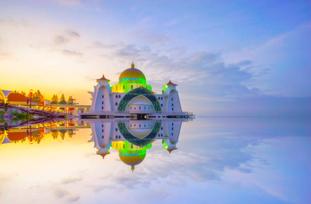 istock Majestic view of Malacca Straits Mosque during sunset. 1292829438