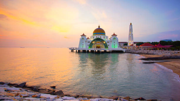 istock Majestic view of Malacca Straits Mosque during sunset. 1292830908