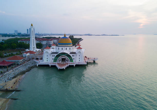 istock Arial view of Malacca Straits Mosque during sunset. 1292830948