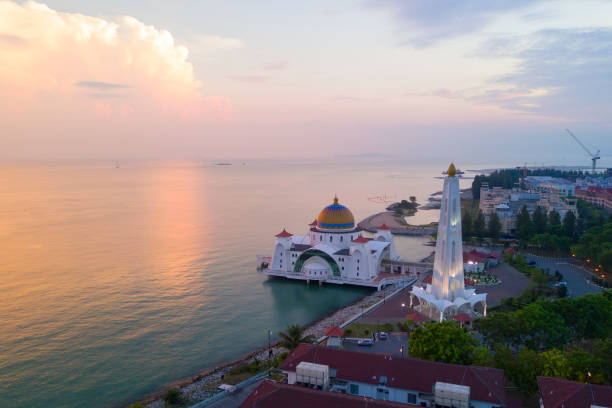 istock Majestic view of Malacca Straits Mosque during sunset. 1292831813