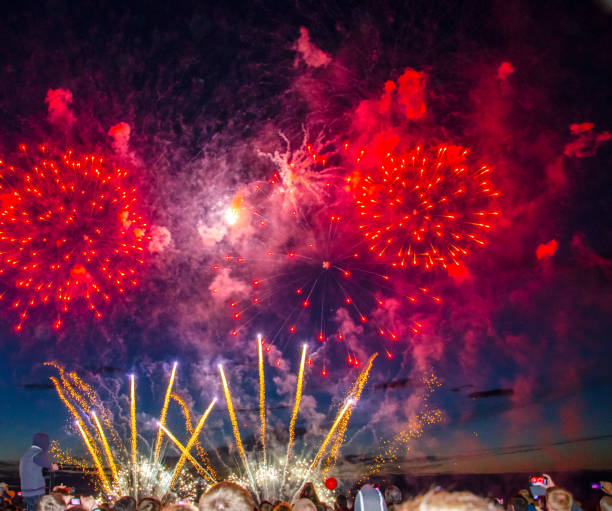 istock Salute, fireworks, festive beautiful in the night sky. Anniversary celebration. 1292836743