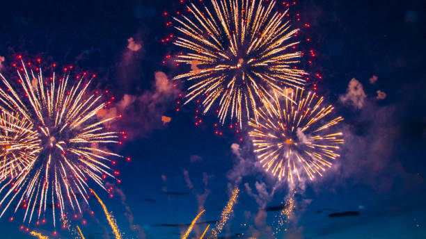 istock Salute, fireworks, festive beautiful in the night sky. Anniversary celebration. 1292836749