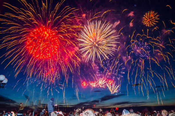 istock Salute, fireworks, festive beautiful in the night sky. Anniversary celebration. 1292836764