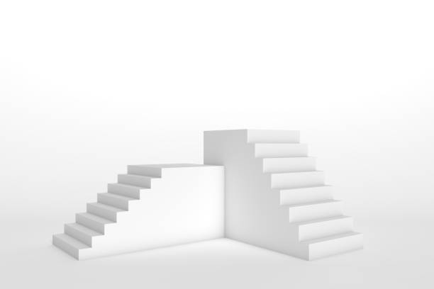 istock 3D Abstract Minimal Background, Stairs, Ladder, Podium 1292836852