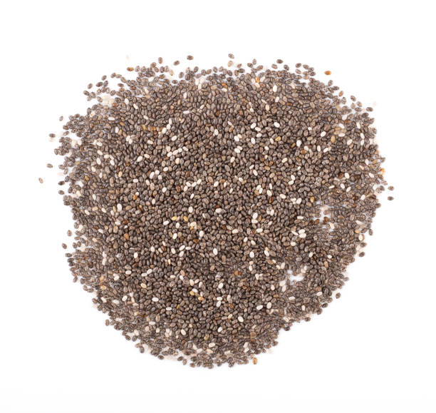 istock Chia seeds isolated on a white background, top view 1292837612