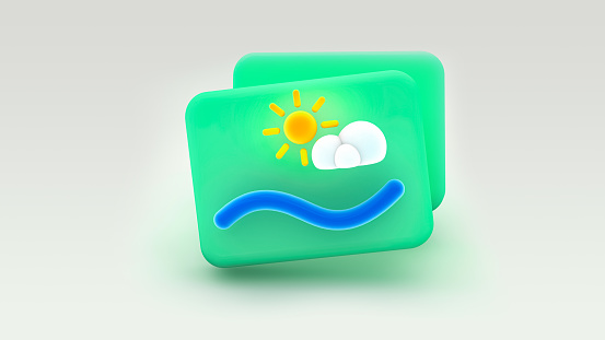 Stylized icon of the snapshot gallery 3d rendering.