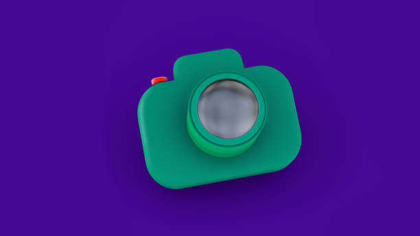 Photo camera icon isolated on background. 3d rendering stock photo