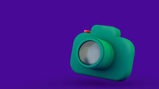 Photo camera icon isolated on background. 3d rendering stock photo
