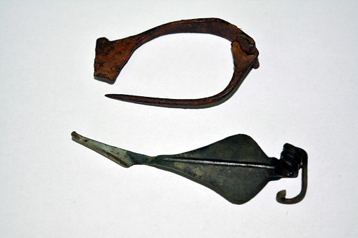 ancient brooch, iron, bronze