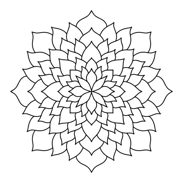 Easy mandala like flower or star for coloring book Easy mandala like flower or star, basic and simple mandalas coloring book for adults, seniors, and beginner. Digital drawing. Floral. Flower. Oriental. Book Page. Vector. easy black and white drawing stock illustrations