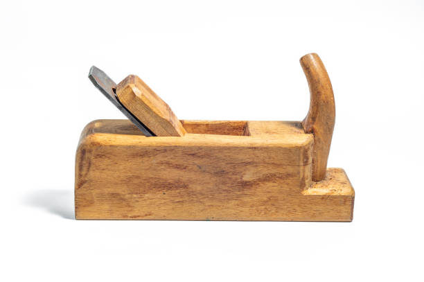istock Old wooden jointer isolated on a white background 1292859300