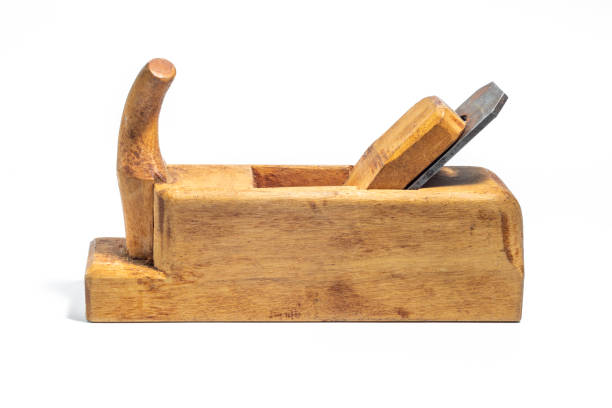 istock Old wooden jointer isolated on a white background 1292859303