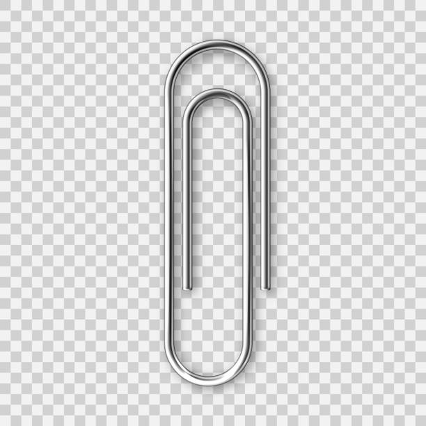 istock Realistic metal paper clip isolated on transparent background. Page holder, binder. Vector illustration 1292859499