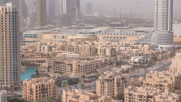 istock Downtown Dubai skyline with recidential towers , view from rooftop 1292865235