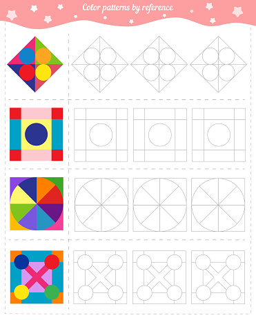 Color Pattern Book Coloring Book For Children Color Patterns By Sample Stock Illustration ...