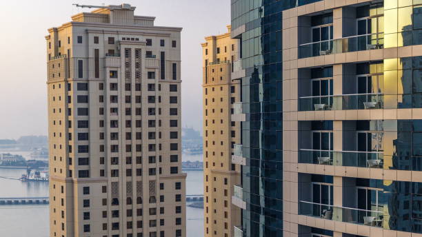 istock Amazing colorful dubai marina skyline during sunset 1292869217