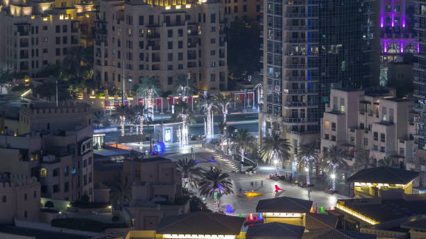 istock Dubai downtown night . Top view from above 1292870681