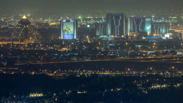 istock Aerial view to Deira district with airport 1292871238