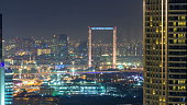 Dubai skyline night with Deira district
