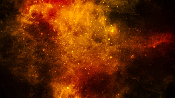 istock Abstract cosmic red and yellow background with stars and nebulae 1292875264