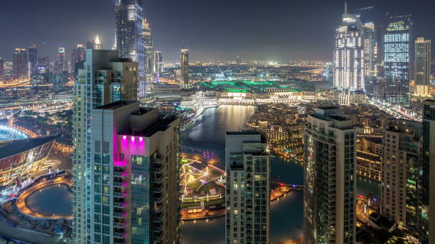 istock Dubai downtown night aerial 1292875977