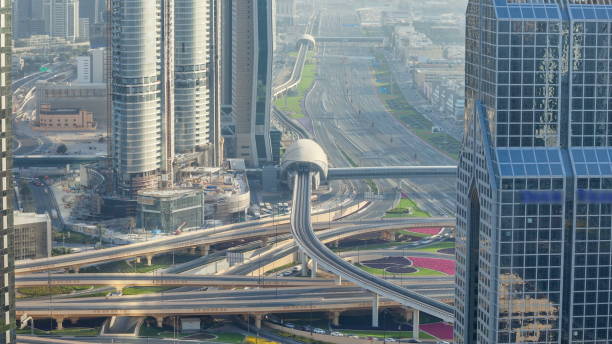 istock Traffic on a busy intersection on Sheikh Zayed highway aerial 1292877666