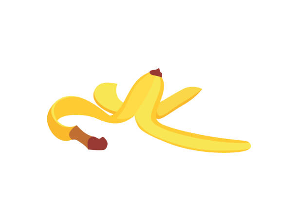 изолированный вектор значок одной желтой банановой кожуры. - плёнка stock illustrations