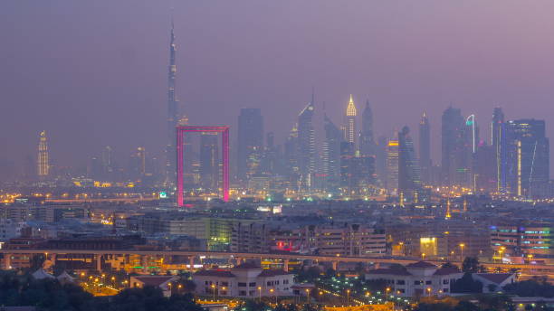 istock Dubai creek landscape day to night 1292880528