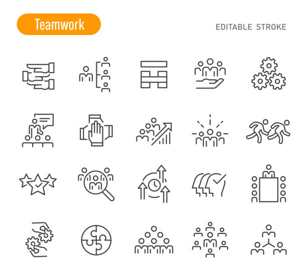 Teamwork Icons - Line Series - Editable Stroke Teamwork Icons (Editable Stroke) recruitment patterns stock illustrations