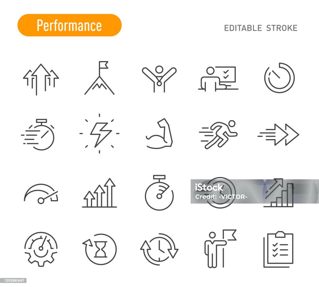 Iconos de rendimiento - Serie de líneas - Trazo editable - arte vectorial de Ícono libre de derechos Iconos de rendimiento - Serie de líneas - Trazo editable - arte vectorial de Ícono libre de derechos