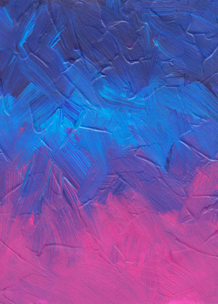istock Blue and pink gradient background painting. Abstract modern art. Brush strokes textured backdrop. 1292882135
