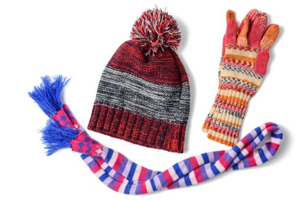 Cold winter clothing - hat or cap, scarf, mitten