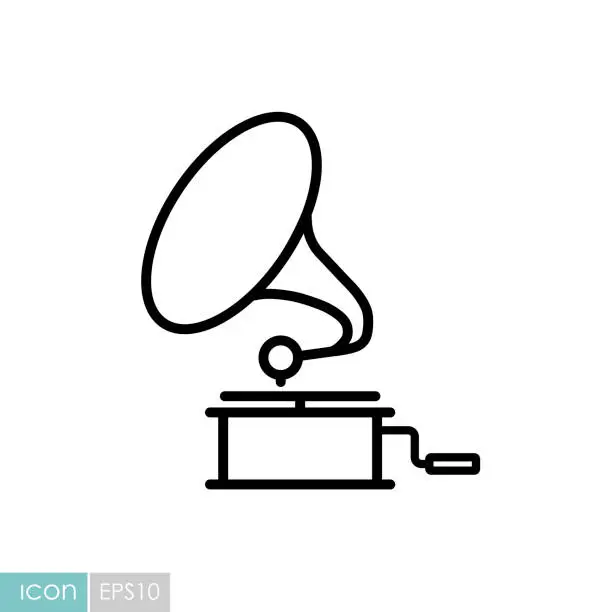 Vector illustration of Gramophone vector icon. Music sign