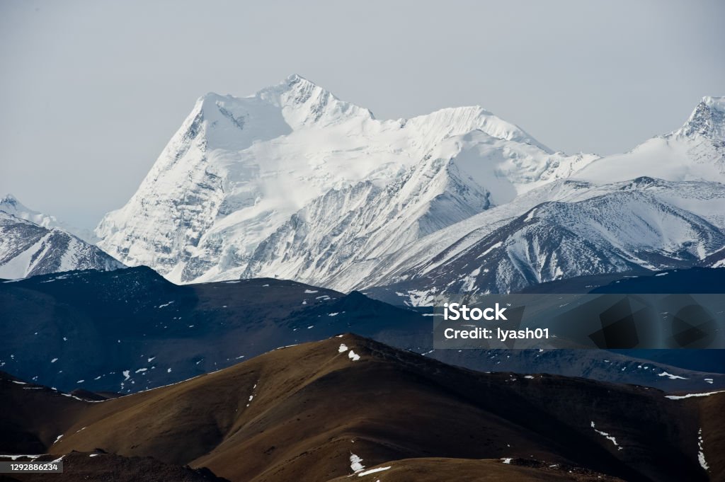 Mountains of Himalayas, young beautiful high mountains of Tibet. Mountains of the Himalayas, young beautiful high mountains of Tibet. Mountain Stock Photo