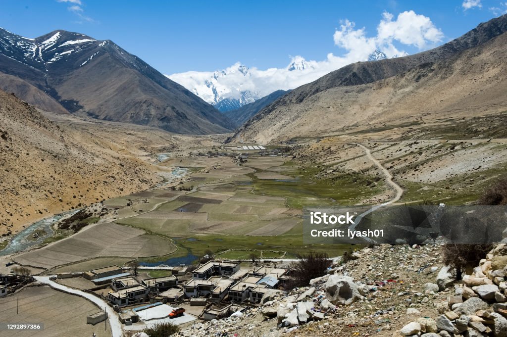 Mountains of Himalayas, young beautiful high mountains of Tibet. Mountains of the Himalayas, young beautiful high mountains of Tibet. Empty Stock Photo
