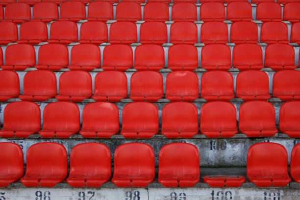 istock Game day, no persons, red chairs. 1292898747