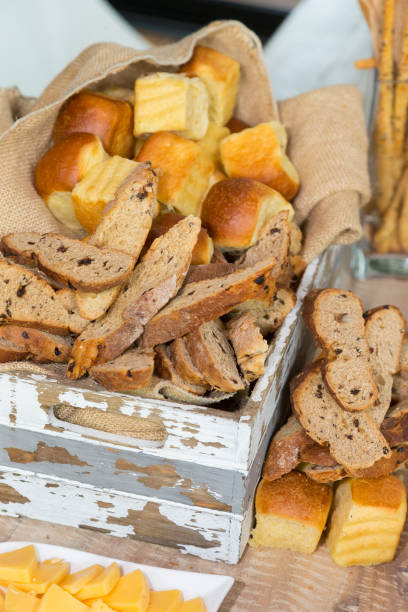 istock Wooden box with different pieces of bread. 1292904679