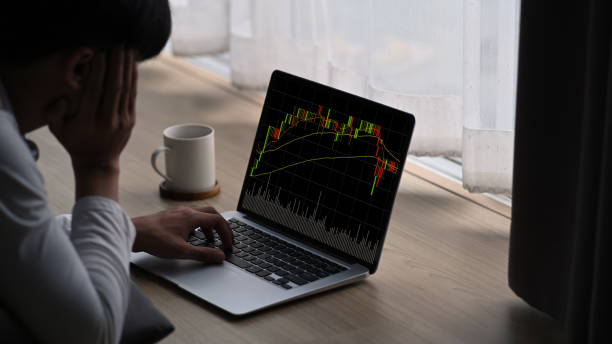 istock Young man analyzing graphs and diagram business data on laptop screen while lying on floor in living room. 1292904684
