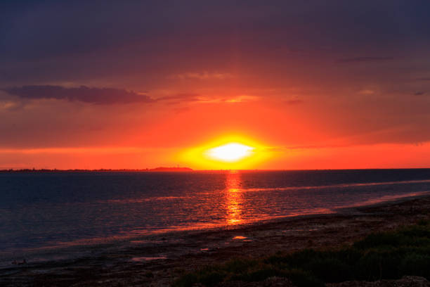 istock Beautiful sunset over the Black sea in Ukraine 1292909623