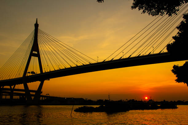 istock sunset view on the Rama 3 bridge in thailand. 1292910499