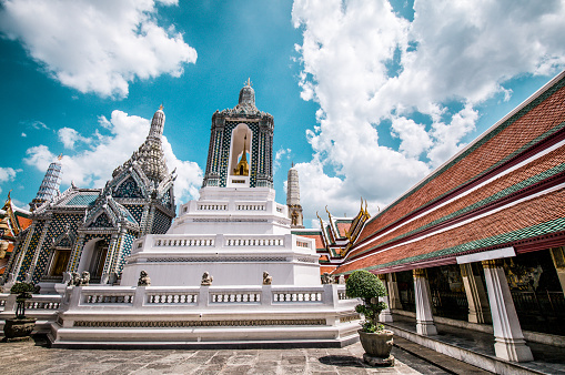 The Emerald Colorful Buildings In Temple Of The Emerald Buddha, Thailand