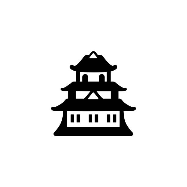 ilustraciones, imágenes clip art, dibujos animados e iconos de stock de icono vectorial del castillo japonés. aislado japonés castillo edificio emoji plano, símbolo de emoticono - vector - cairo egypt africa night